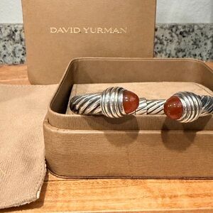 David Yurman Silver 9mm Rare Carnelian limited edition Cable Bracelet
